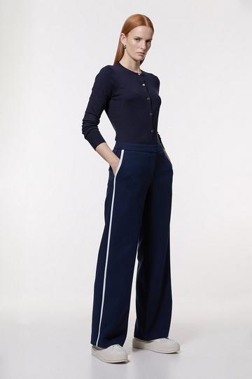 Compact Stretch Tipped Pocketed Tailored Straight Leg Trouser navy