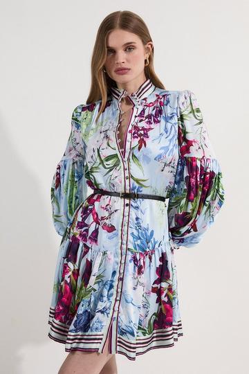 Floral Printed Balloon Sleeve Woven Mini Dress floral